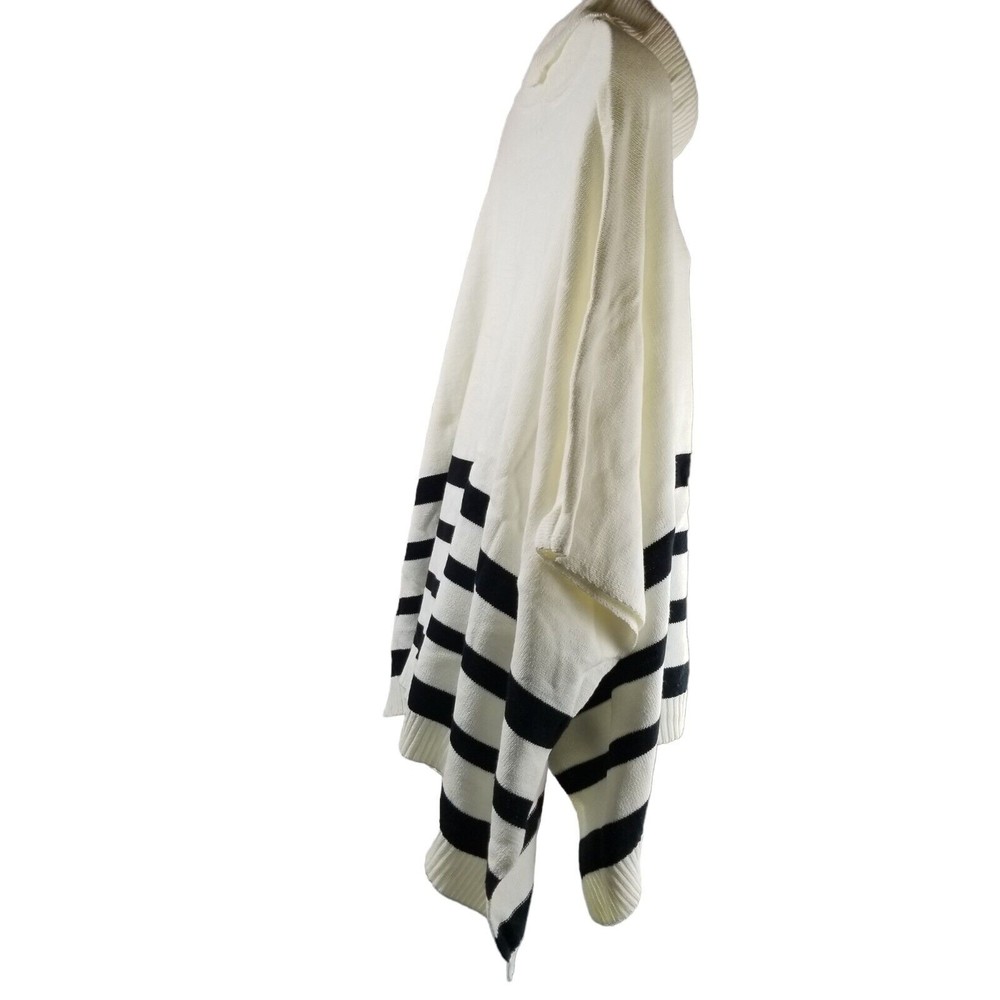 Jaclyn Smith Cowl Neck Cafton Poncho Sweater Womens White & Black Size S / M - Picture 5 of 15